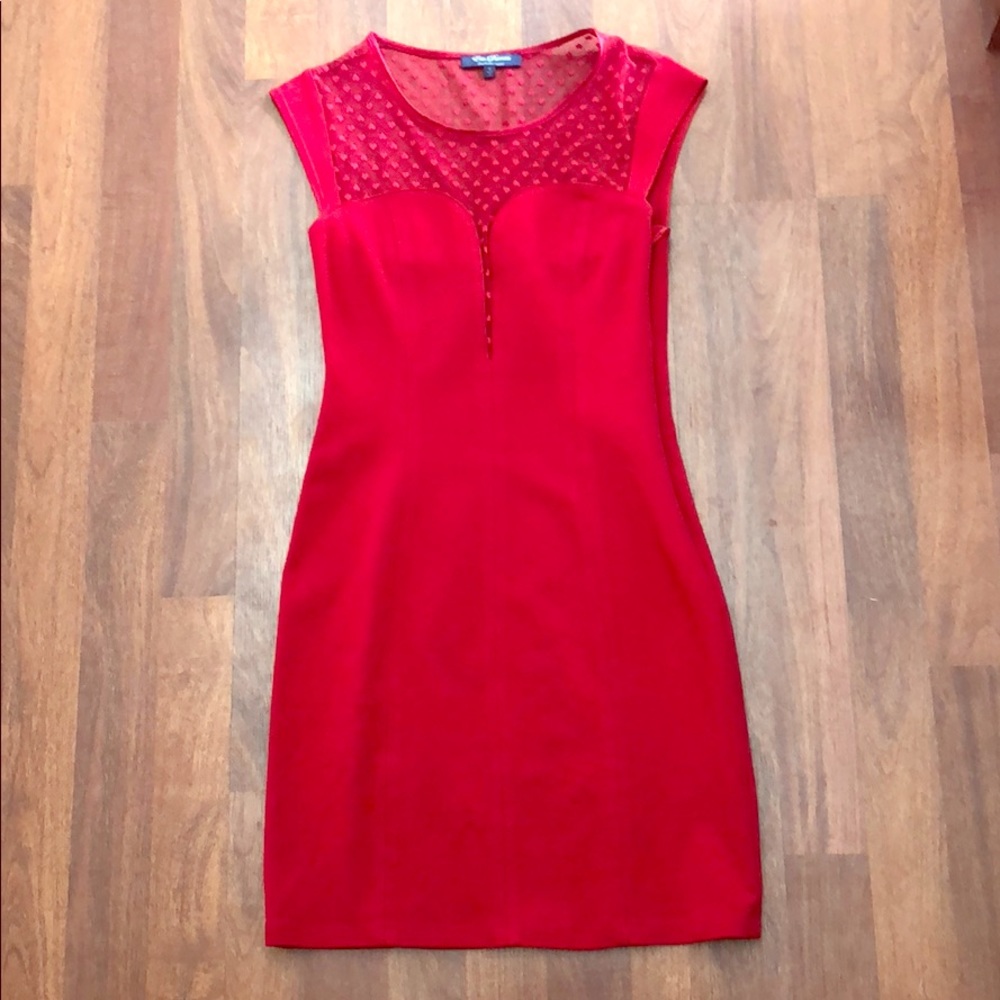 Red Sweetheart Neck Dress - Size S